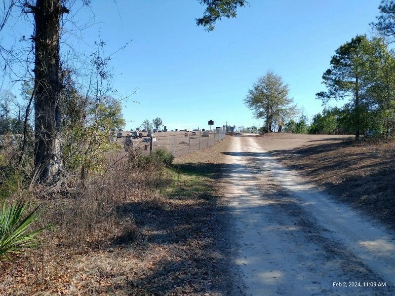 Cemetery with marker as seen from Little Drive approach to the cemetery from the north.. Click for full size. Cemetery with marker as seen from Little Drive approach to the cemetery from the north. image. Click for full size.