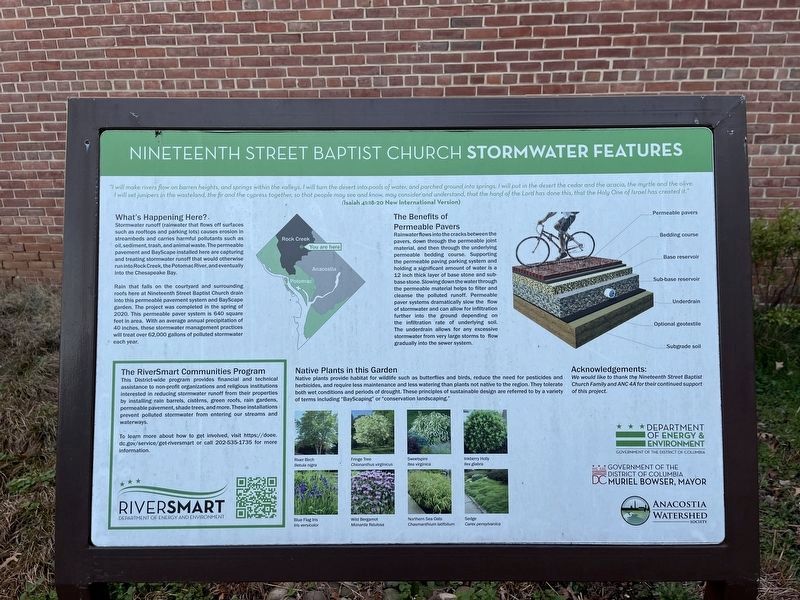 Nineteenth Street Baptist Church Stormwater Features Marker. Click for full size. Nineteenth Street Baptist Church Stormwater Features Marker image. Click for full size.