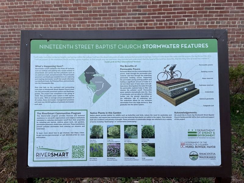 Nineteenth Street Baptist Church Stormwater Features Marker image. Click for full size.