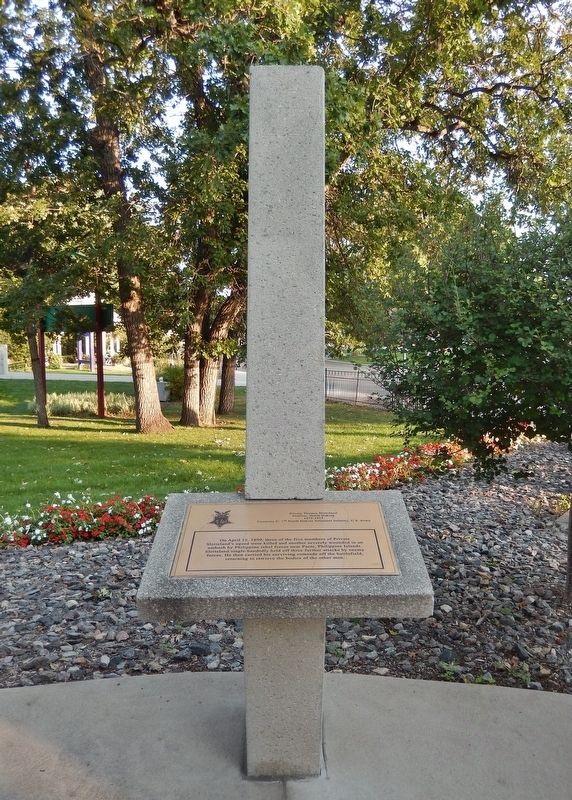 Private Thomas Sletteland Memorial. Click for full size. Private Thomas Sletteland Memorial image. Click for full size.