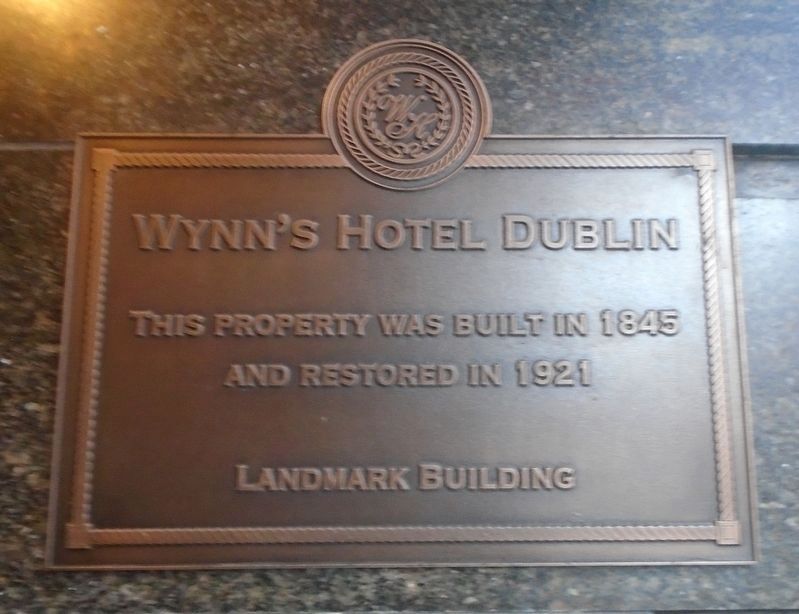 Wynn's Hotel Dublin Marker image. Click for full size.