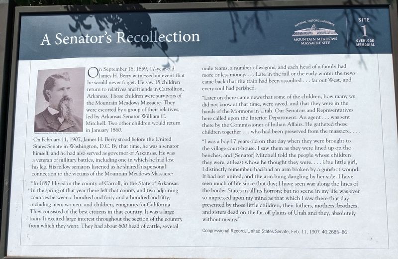 A Senator's Recollection Marker image. Click for full size.