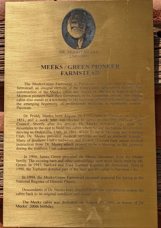 Meeks/Green Pioneer Farmstead Marker image. Click for full size.