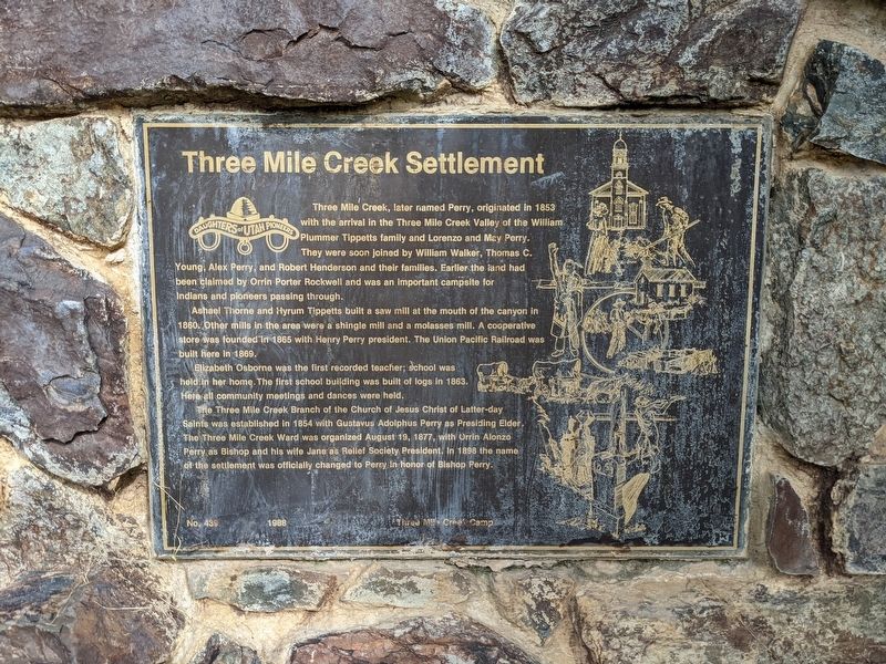 Three Mile Creek Settlement Marker image. Click for full size.