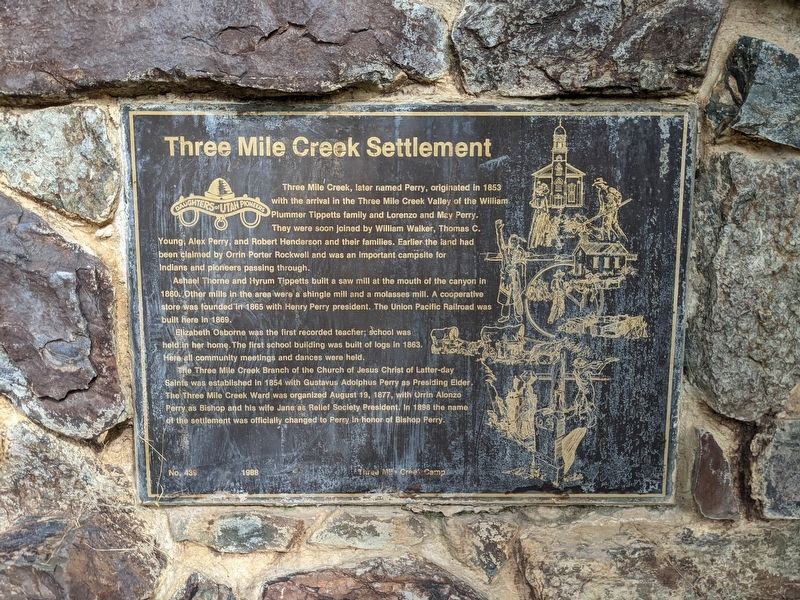 Three Mile Creek Settlement Marker image. Click for full size.