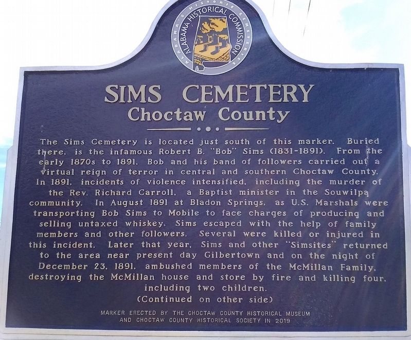 Sims Cemetery Marker image. Click for full size.