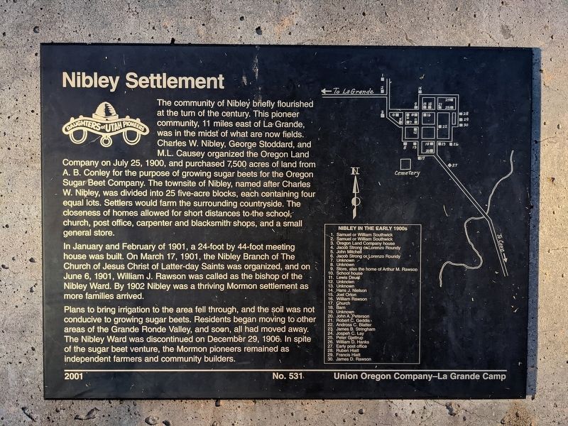 Nibley Settlement Marker image. Click for full size.