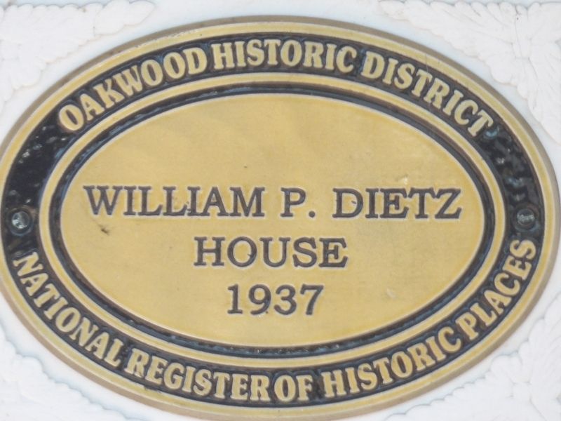 William P. Dietz House Marker image. Click for full size.