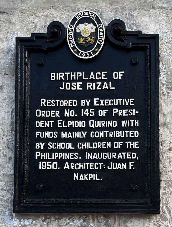 Birthplace of Jose Rizal Marker. Click for full size. Birthplace of Jose Rizal Marker image. Click for full size.