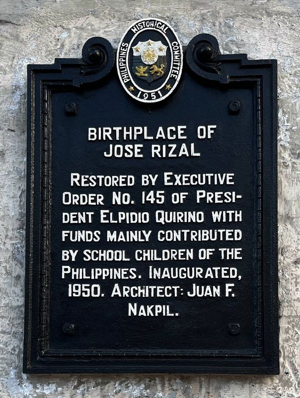 Birthplace of Jose Rizal Marker image. Click for full size.