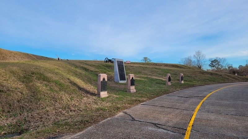 The Major General John S. Bowen Marker is the larger white marker behind the red markers image. Click for full size.