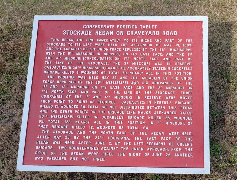 Stockade Redan on Graveyard Road. Marker image. Click for full size.