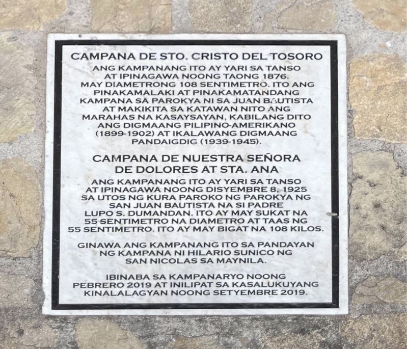 Campana de Sto. Cristo del Tosoro Marker. Click for full size. Campana de Sto. Cristo del Tosoro Marker image. Click for full size.