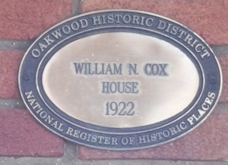 William N. Cox House Marker. Click for full size. William N. Cox House Marker image. Click for full size.