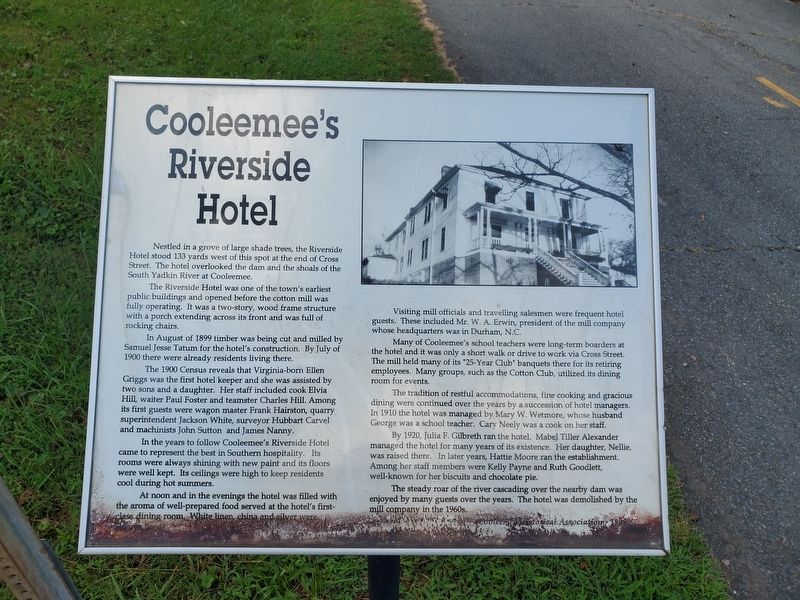 Cooleemee's Riverside Hotel Marker image. Click for full size.