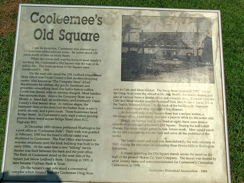 Cooleemee's Old Square Marker image. Click for full size.