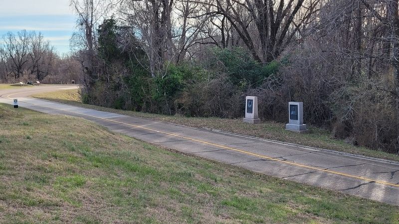 The Thomas P. Dockery Marker is the left marker of the two markers along the road image. Click for full size.