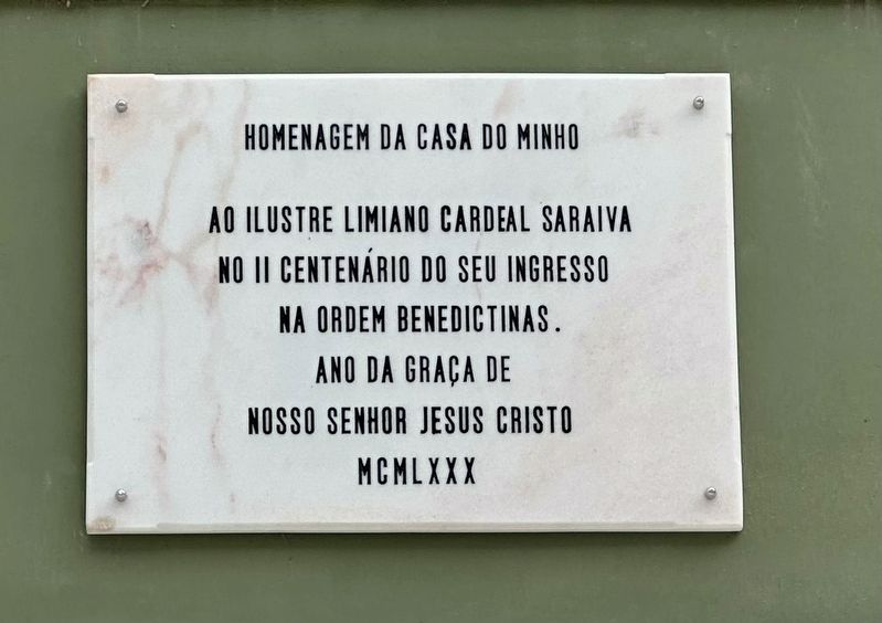 Cardinal Saraiva salutary plaque. Click for full size. Cardinal Saraiva salutary plaque image. Click for full size.
