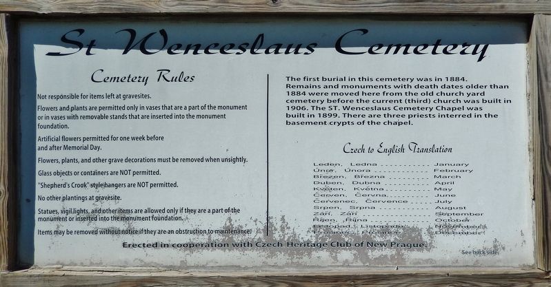 St. Wenceslaus Cemetery Marker image. Click for full size.