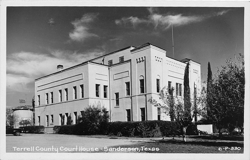 Real photo postcard of the Terrell County Courthouse image. Click for full size.