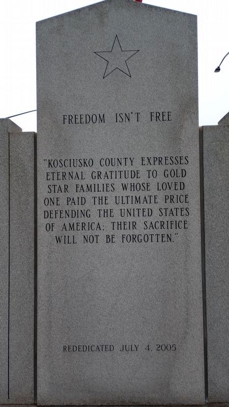 Kosciusko County War Memorial (Reverse Side) image. Click for full size.