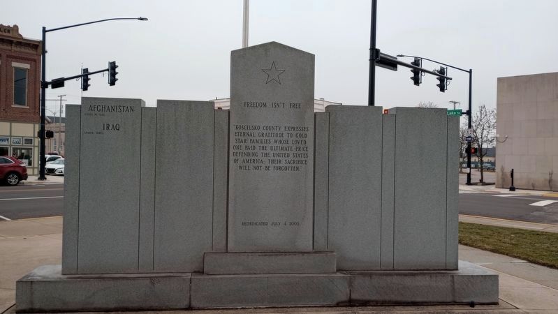 Kosciusko County War Memorial (Reverse Side) image. Click for full size.