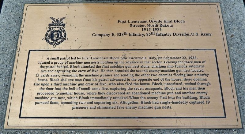 First Lieutenant Orville Emil Bloch Marker. Click for full size. First Lieutenant Orville Emil Bloch Marker image. Click for full size.