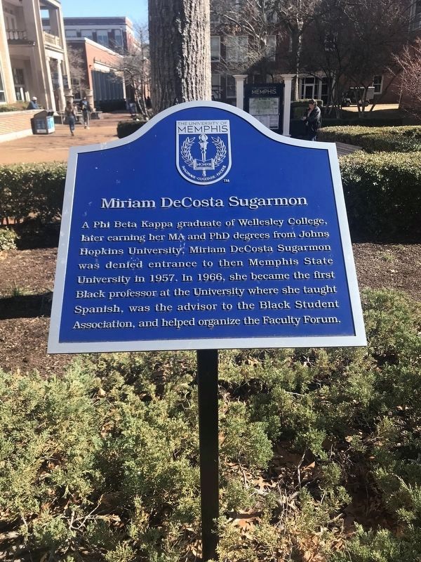 Miriam DeCosta Sugarmon Marker. Click for full size. Miriam DeCosta Sugarmon Marker image. Click for full size.
