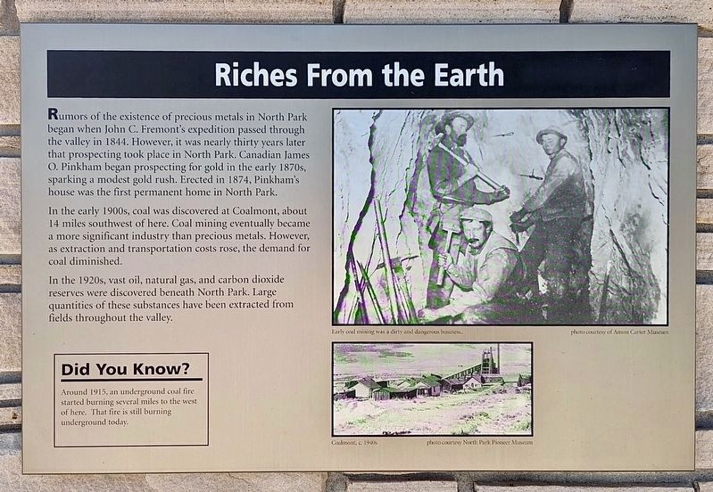 Riches From the Earth Marker image. Click for full size.