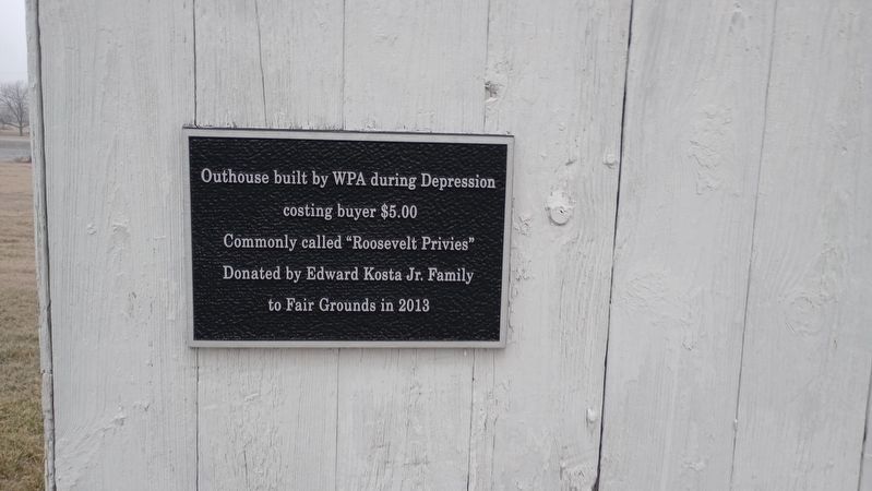 Outhouse built by WPA Marker image. Click for full size.