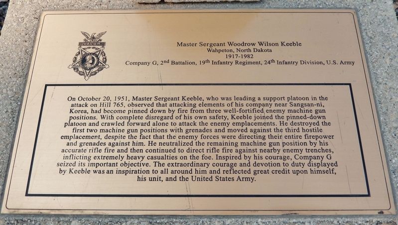 Master Sergeant Woodrow Wilson Keeble Marker image. Click for full size.