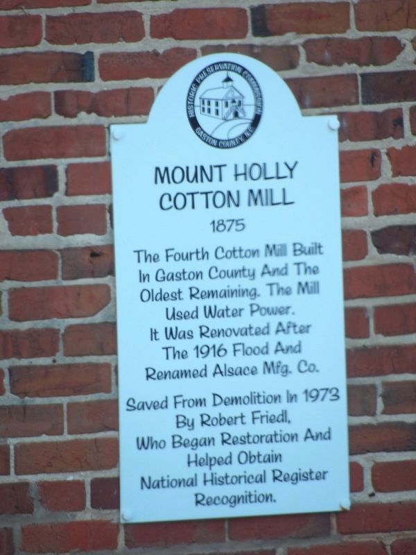Mount Holly Cotton Mill Marker image. Click for full size.