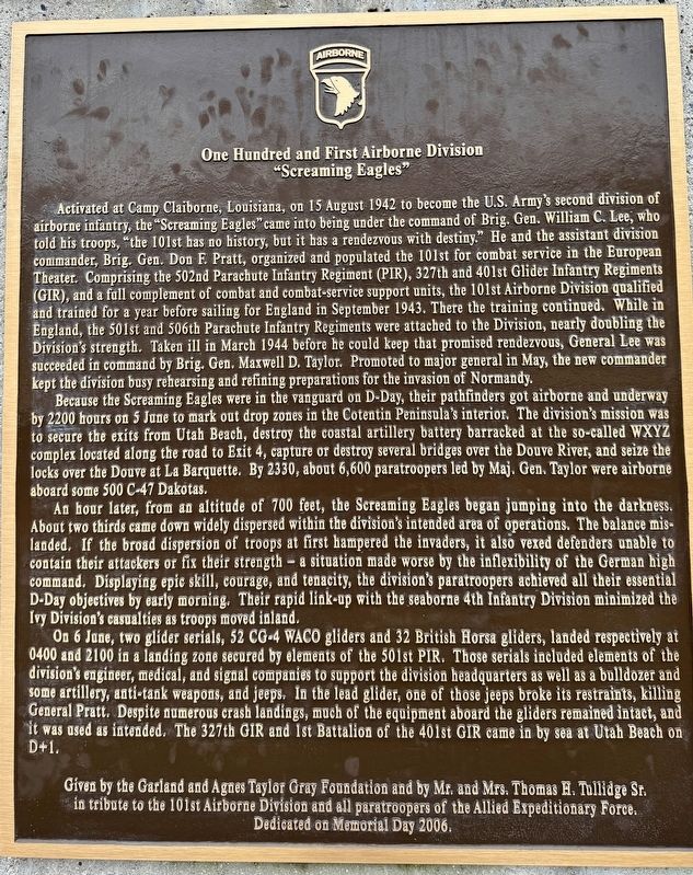 One Hundred and First Airborne Division Marker image. Click for full size.