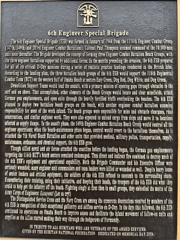 6th Engineer Special Brigade Marker image. Click for full size.