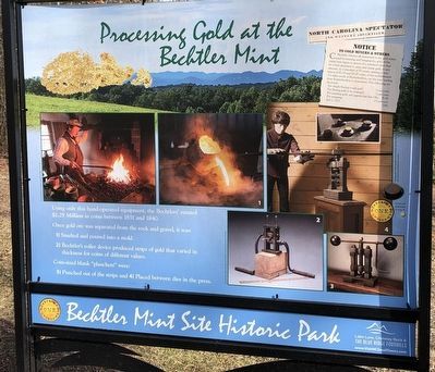 Processing Gold at the Bechtler Mint side of marker. Click for full size. Processing Gold at the Bechtler Mint side of marker image. Click for full size.