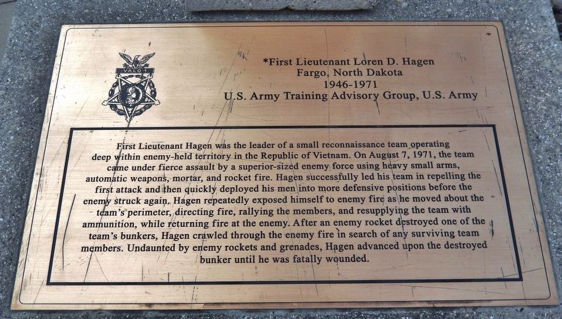 ☆ First Lieutenant Loren D. Hagen Marker. Click for full size. ☆ First Lieutenant Loren D. Hagen Marker image. Click for full size.