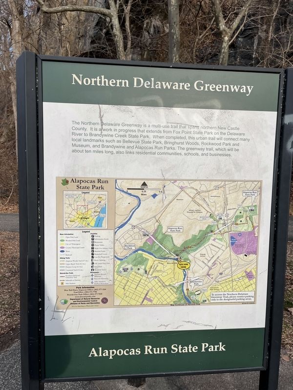 Northern Delaware Greenway signage adjacent to the marker image. Click for full size.