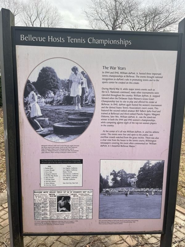 Bellevue Hosts Tennis Championships Marker. Click for full size. Bellevue Hosts Tennis Championships Marker image. Click for full size.
