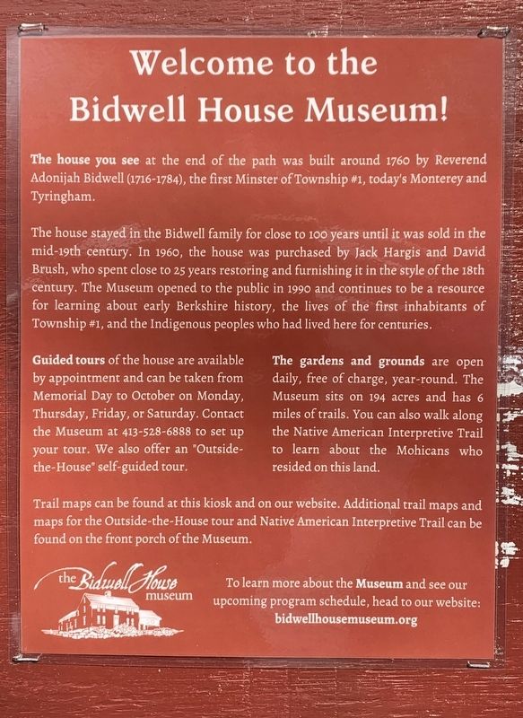 Welcome to the Bidwell House Museum Marker image. Click for full size.