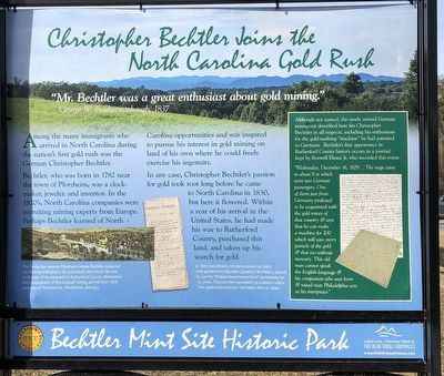 Christopher Bechtler Joins the North Carolina Gold Rush side of marker image. Click for full size.