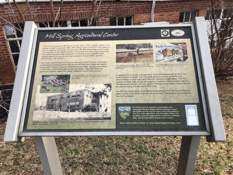 Mill Spring Agricultural Center Marker image. Click for full size.