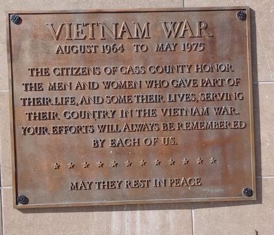 Cass County Vietnam War Memorial Marker image. Click for full size.