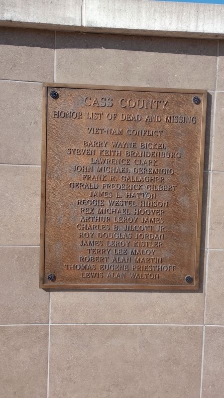 Cass County Honor List of Dead and Missing Marker image. Click for full size.