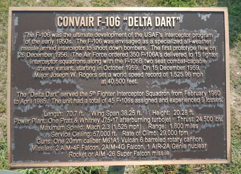 Convair F-106 "Delta Dart" Marker. Click for full size. Convair F-106 "Delta Dart" Marker image. Click for full size.