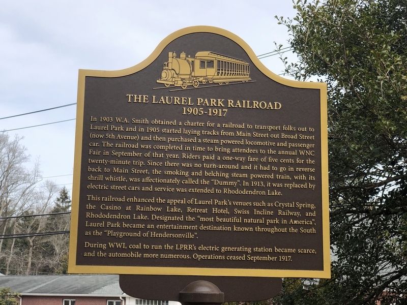The Laurel Park Railroad Marker. Click for full size. The Laurel Park Railroad Marker image. Click for full size.
