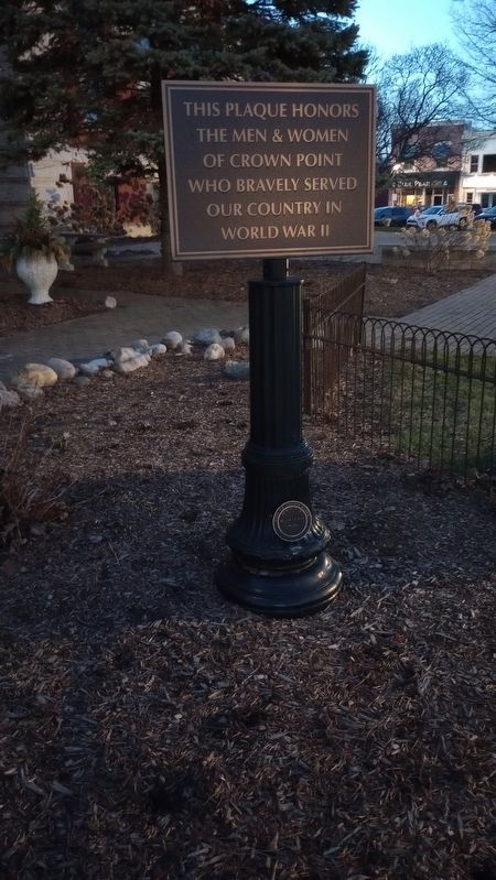 Crown Point World War II Veterans Memorial Marker. Click for full size. Crown Point World War II Veterans Memorial Marker image. Click for full size.