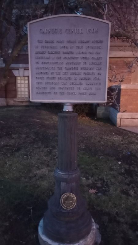 Carnegie Center 1908 Marker. Click for full size. Carnegie Center 1908 Marker image. Click for full size.