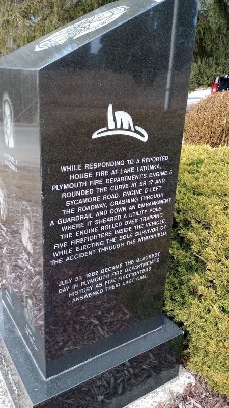 Plymouth Firemans Memorial Marker image. Click for full size.
