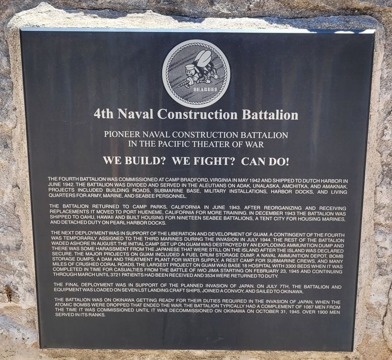 4th Naval Construction Battalion Marker image. Click for full size.