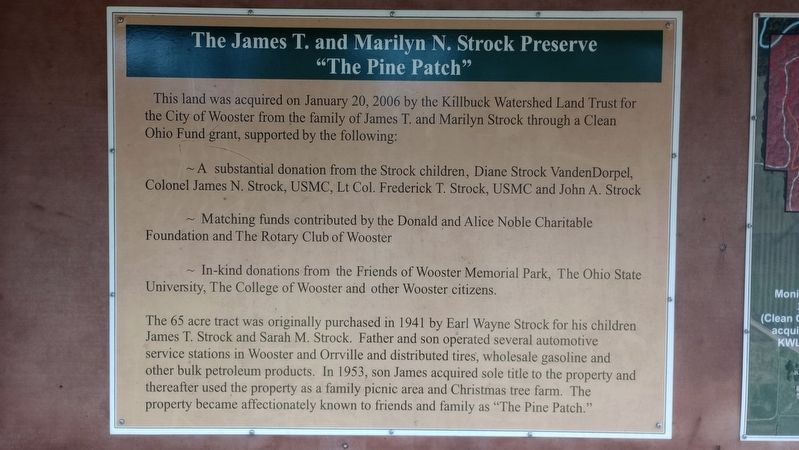 The James T. and Marilyn N. Strock Preserve Marker image. Click for full size.